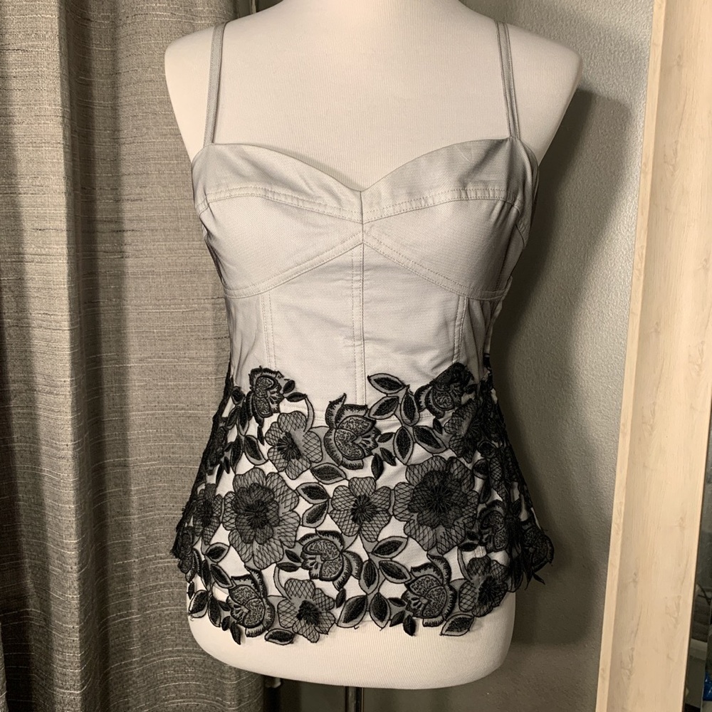 Lela Rose bustier floral lace top